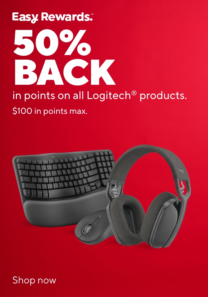 Easy Rewards. 50% back in points on all Logitech products. $100 in points max. Shop now.