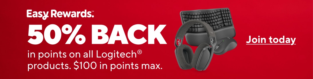 Easy Rewards. 50% BACK in points on all Logitech products. $100 in points max. Join today.