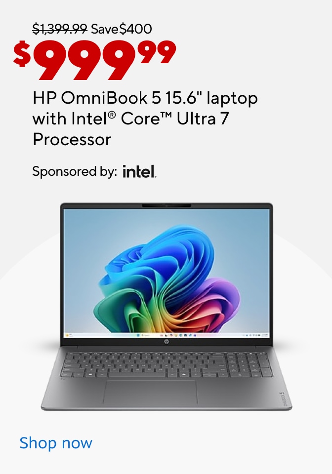 "$1399.99 Save $400  $999.99  HP OmniBook 5 16"" Intel Core Ultra 7 Laptop"