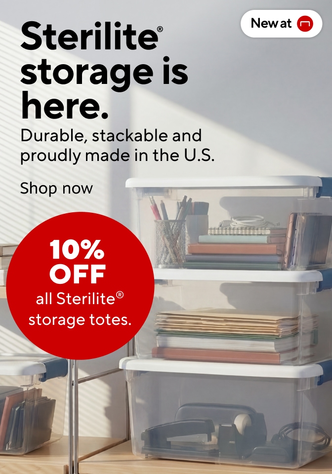 New At Staples, Sterilite storage is here. Strong, stackable, and proudly made in the U.S. Shop now 10% off All Sterilite storage Totes