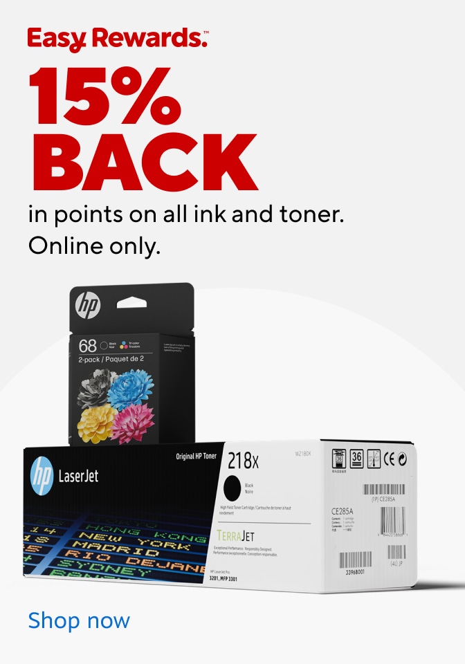 Easy Rewards 15% BACK in points on all ink and toner. Online only. Shop now