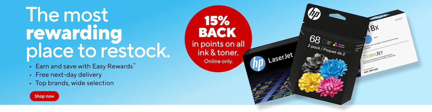 The most rewarding place to restock. Earn and save with Easy Rewards, Free next-day delivery, top brands, wide selection. 15% back in points on all ink + Toner. Online Only. Shop Now