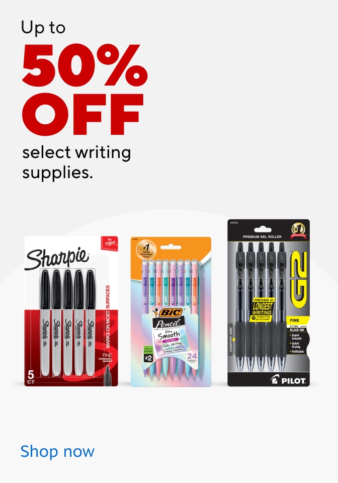 up to 50% off select writing supplies.