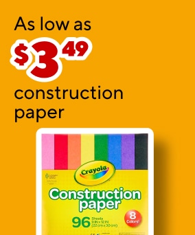 As low as $3.49 construction paper.