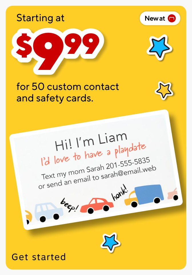 Starting at $9.99 for 50 custom contract and safety cards. Get started