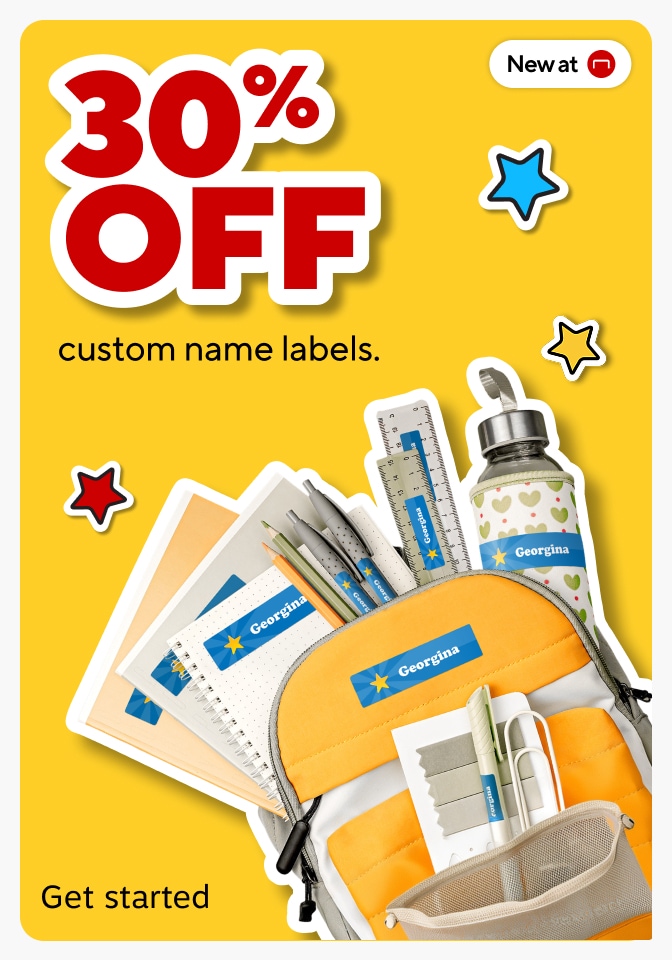 30% off custom name labels
