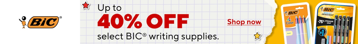Up to 40% OFF select BIC writing supplies.