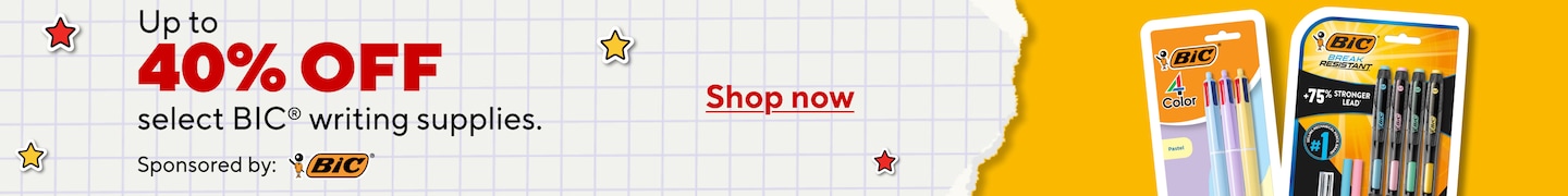 Up to 40% OFF select BIC writing supplies.