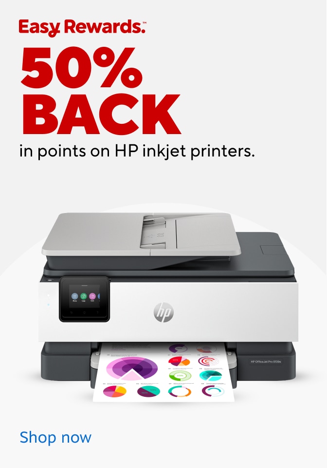 Easy Rewards. 50% back in points on HP inkjet printers. Online only. Shop now.