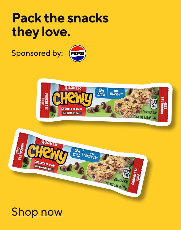 Pack the snacks they love. Sponsored by Pepsi. Shop Now.