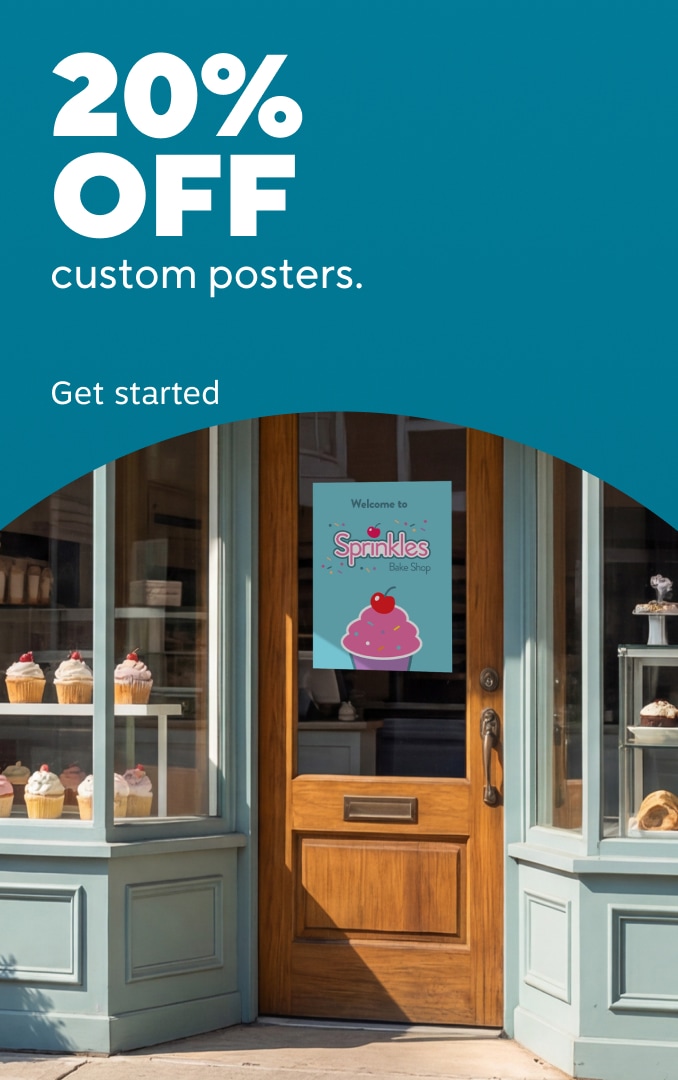 20% off custom posters. Get started
