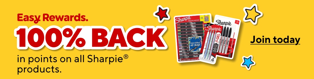 Easy Rewards. 100 percent BACK in points on all Sharpie products. Activate now
