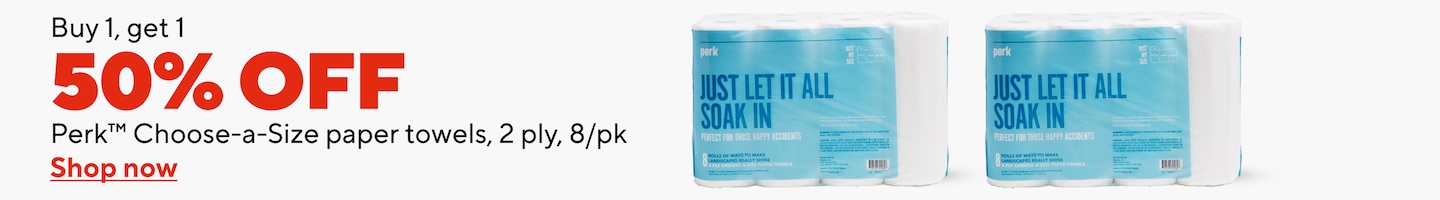 buy 1 get 1 50% off perk choose a size paper towels. Shop now.
