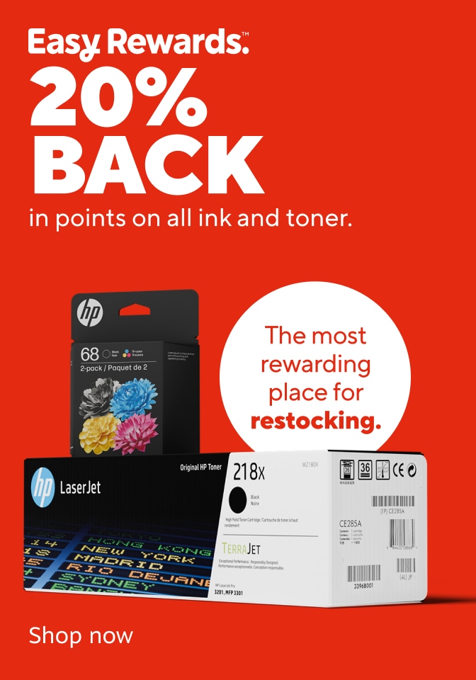 20% BACK in points on all ink and toner.