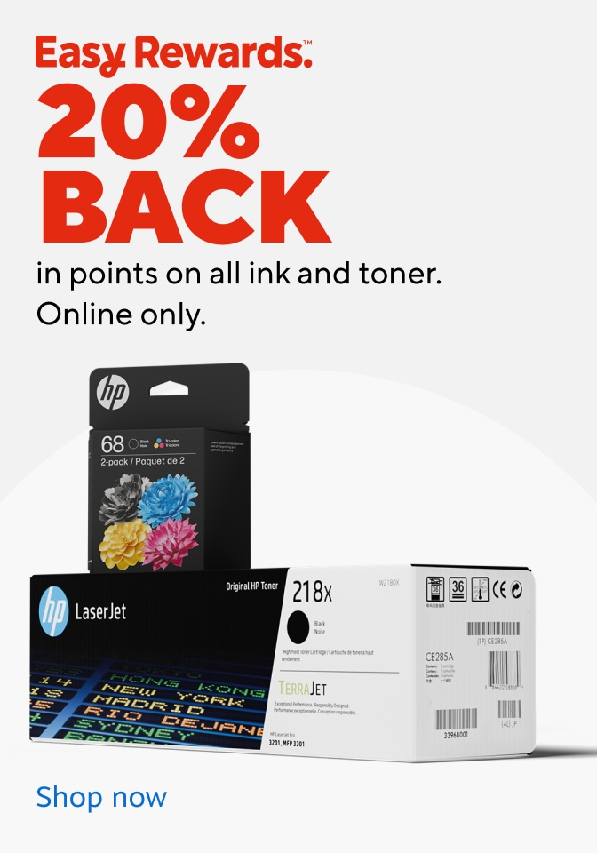 Easy Rewards. 20% BACK in points on all ink and toner. Online only. Shop now