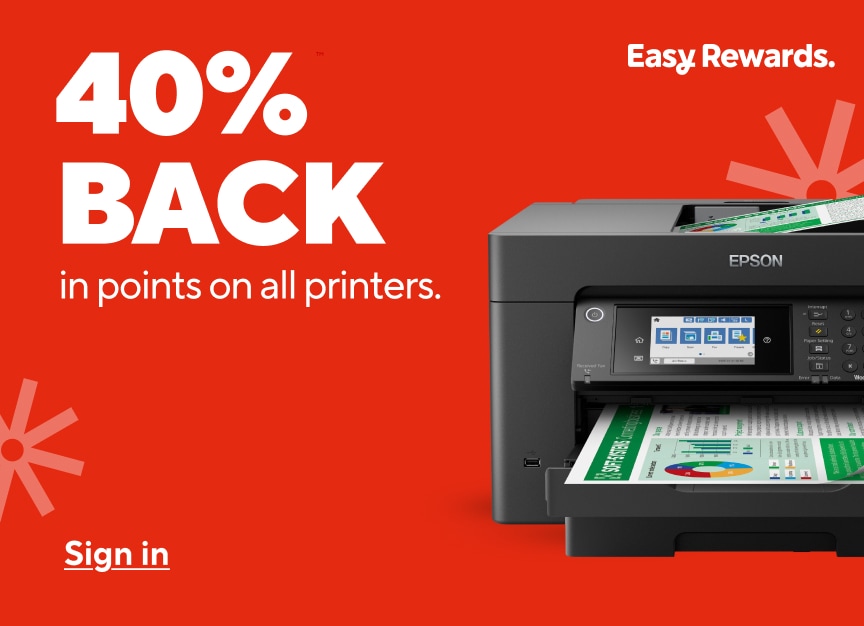 40 percent back in points on all printers easy rewards. sign in