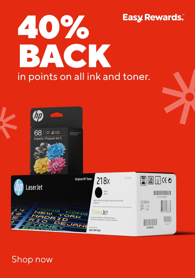 40% BACK in points on all ink and toner. Shop now.