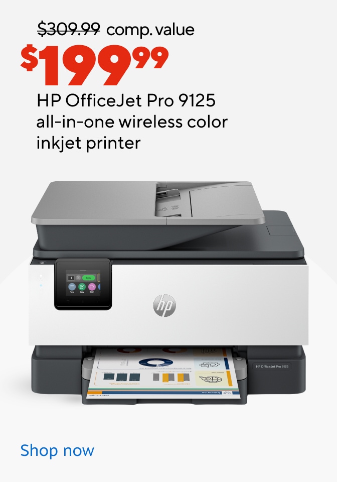 $309.99 comp. value $199.99 HP OfficeJet Pro 9125 all-in-one wireless color inkjet printer. Shop now.