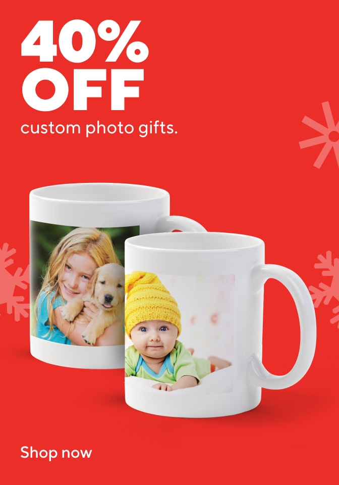40% custom photo gifts. Shop now