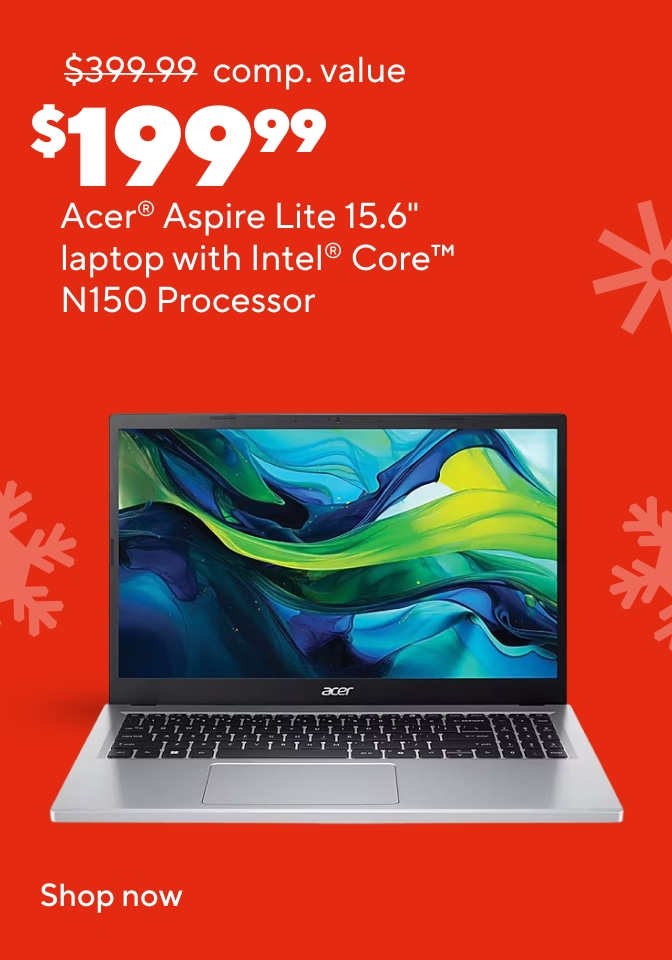 $399.99 comp. value $199.99 Acer® Aspire Lite 15.6" laptop with Intel® Core™ N150 Processor. Shop now.